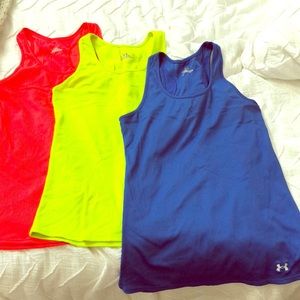 3 under armour workout tanks. Neon